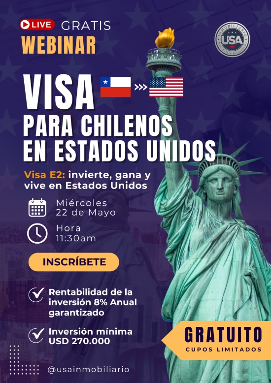 Webinar Cómo obtener la VISA E2 para chilenos en Estados Unidos 22-05-2024